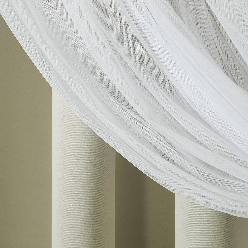 Set of 2 (63"x52") Caterina Layered Solid Blackout with Sheer Top Curtain Panels Sand - Exclusive Home: Thermal Insulated