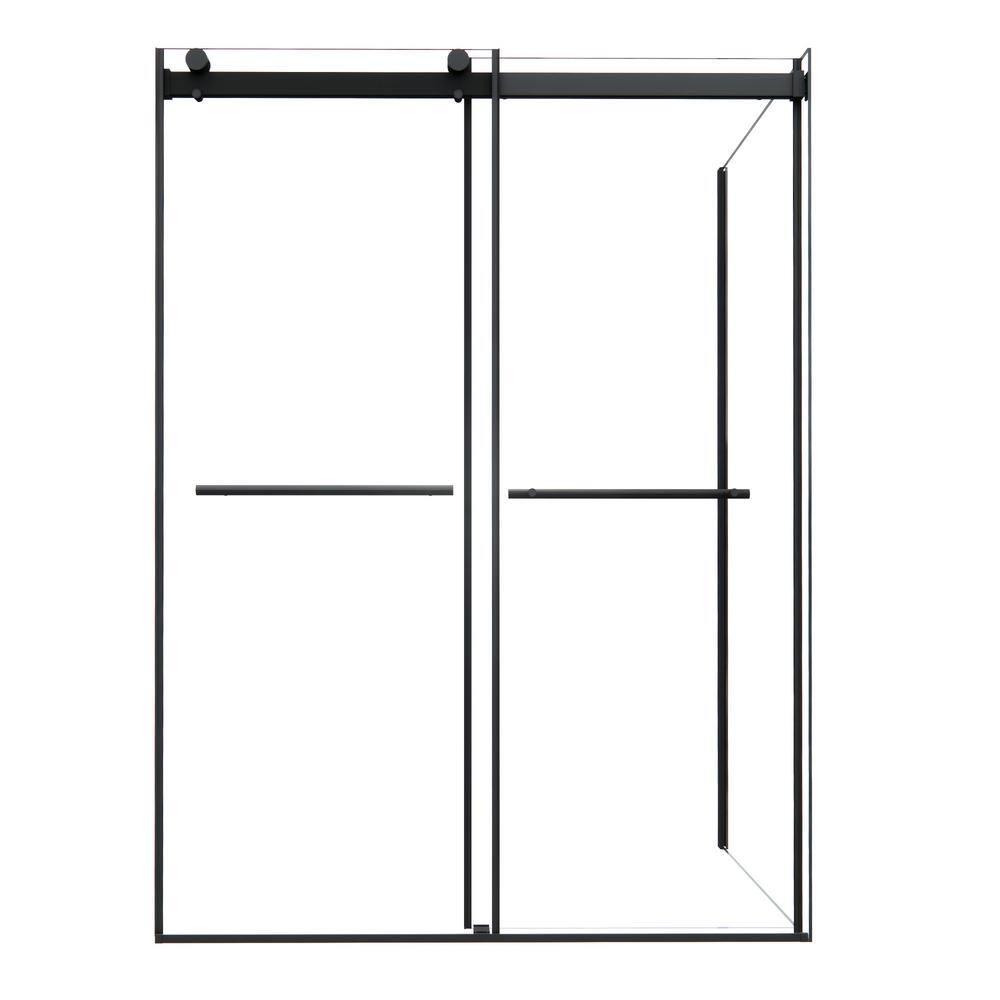 Altair SD80756-36P-MB Belizzi 56" W x 76" H By Pass Frameless Exposed RollerShower Enclosure with Clear Glass