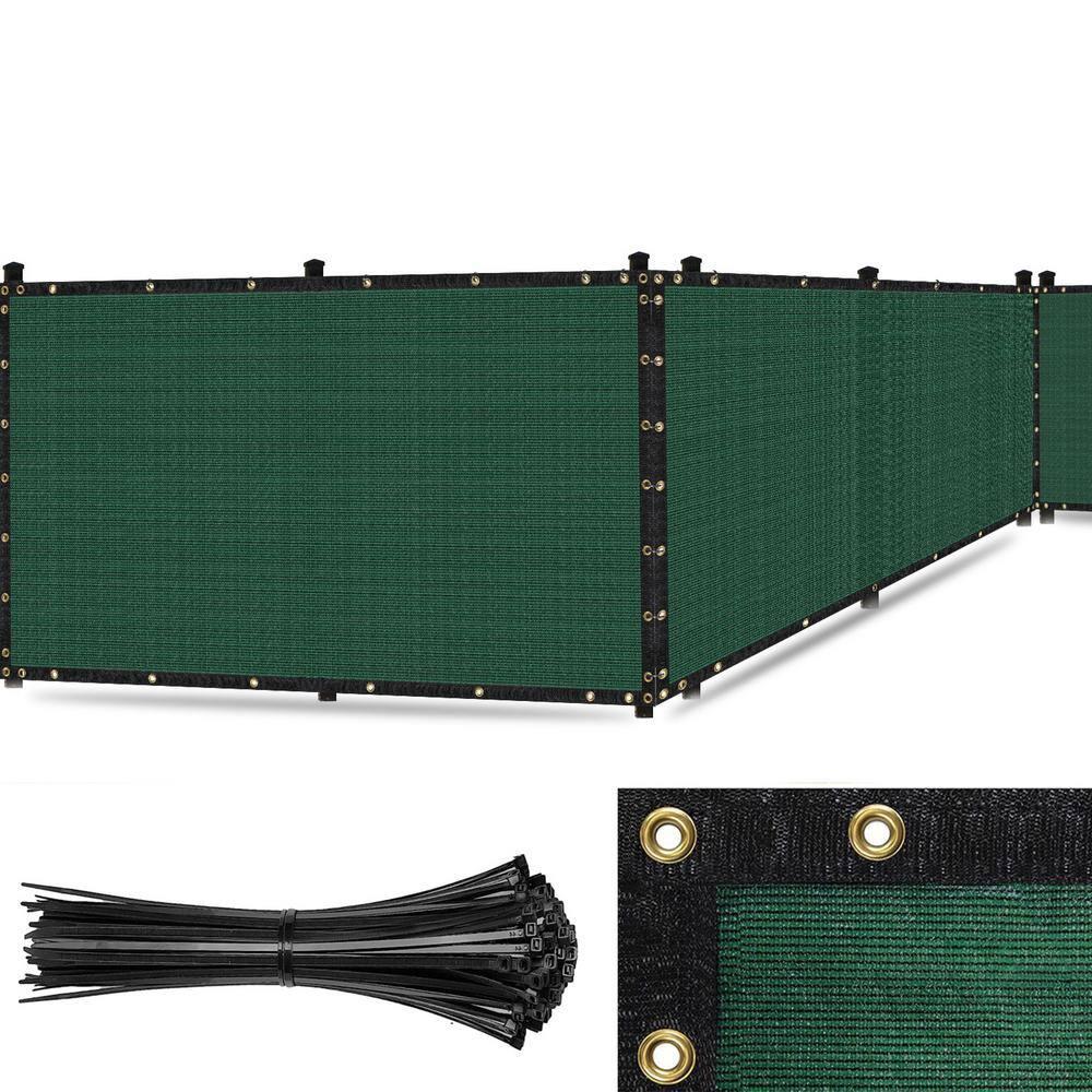 SEALTECH Ultra Heavy Duty 200 GSM Privacy Fence Screen – Non-Recycled Polyethylene Mesh Shade Net with Bindings & Rustproof Grommets - 90% + Blockage Includes Cable Zip Ties. (Green 6'X50')