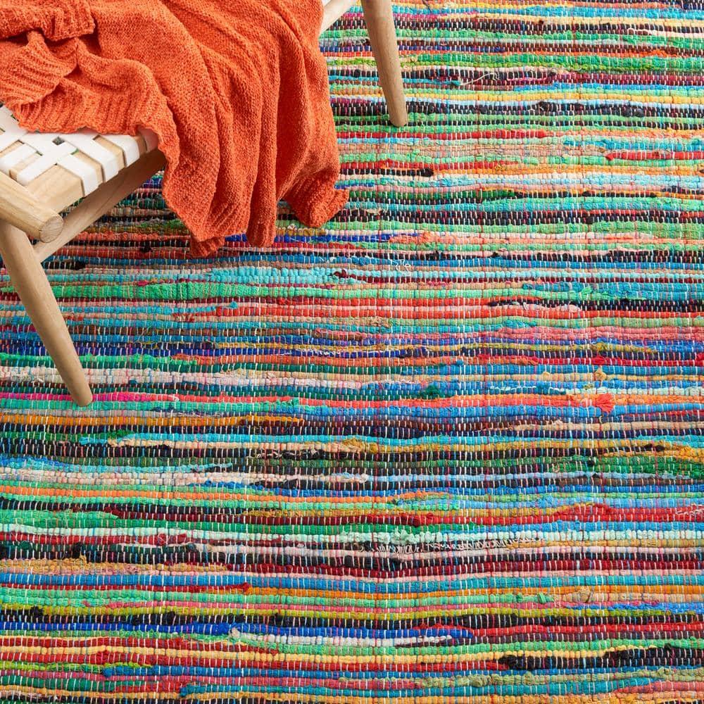 Rag Area Rug RAR240 Hand Woven Area Rug - Green/Multi - 6'x9' - Safavieh.