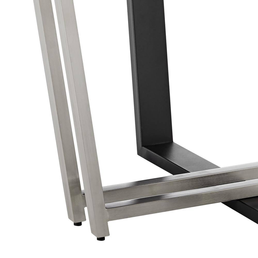 Armen Living 48" Joana Round Brushed Stainless Steel Iron Base with Tabletop Dining Table Black/Walnut