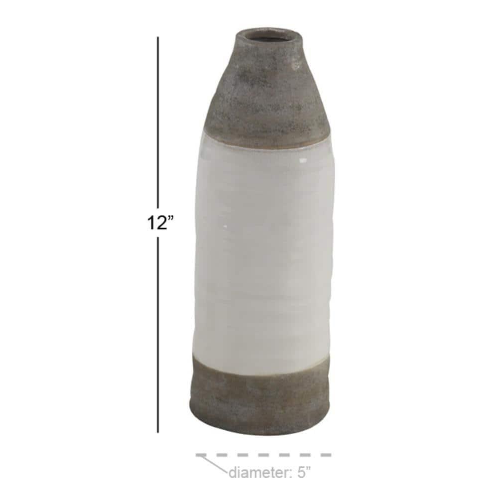 DecMode Jarrón de Cerámica Gris de 14"