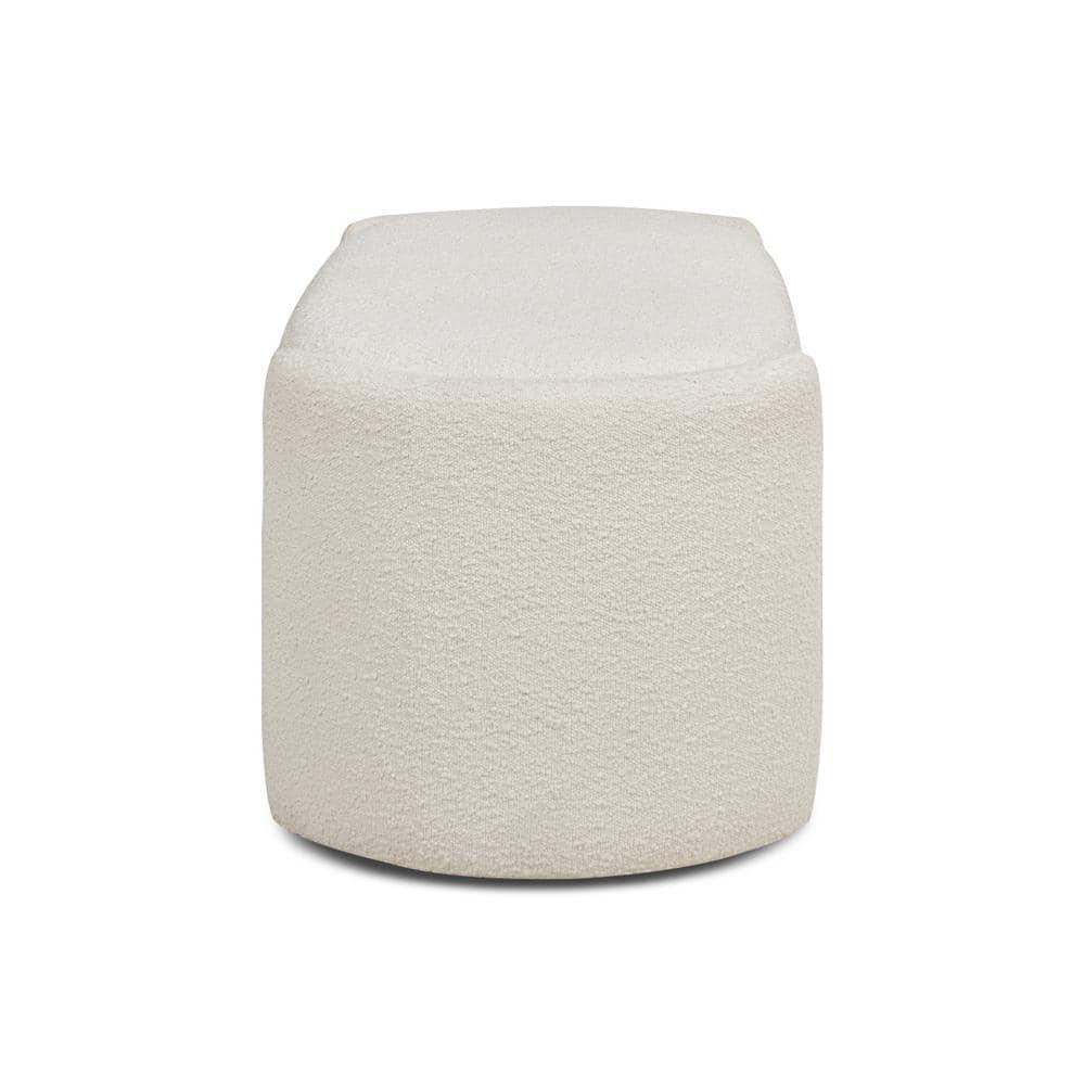 Jennifer Taylor Home Fuji 44" Upholstered Boucle Oval Storage Bench Ivory White