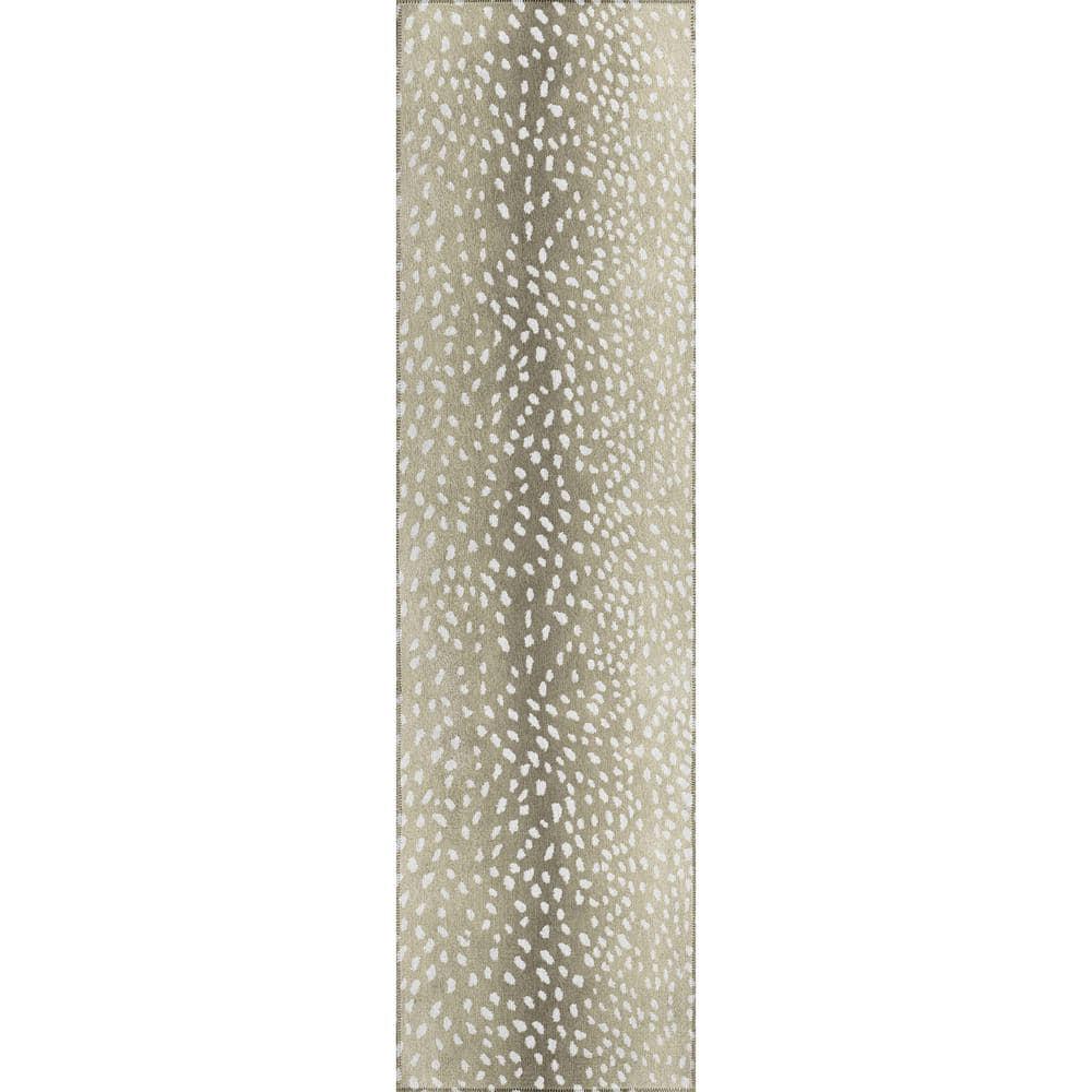 Addison Rugs Indoor/ Outdoor Addison Safari Gazelle Animal Print Washable Area Rug 2'3" x 7'6" - Fawn