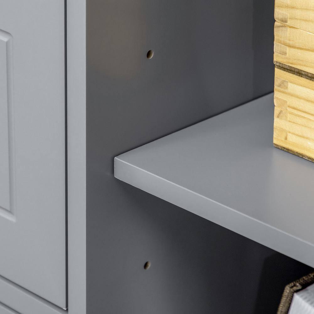 HOMCOM Buffet Cabinet with 3 Storage Drawers and Adjustable Shelves, 2 Door Sideboard with Rubber Wood Top, Coffee Bar for Living Room, Gray