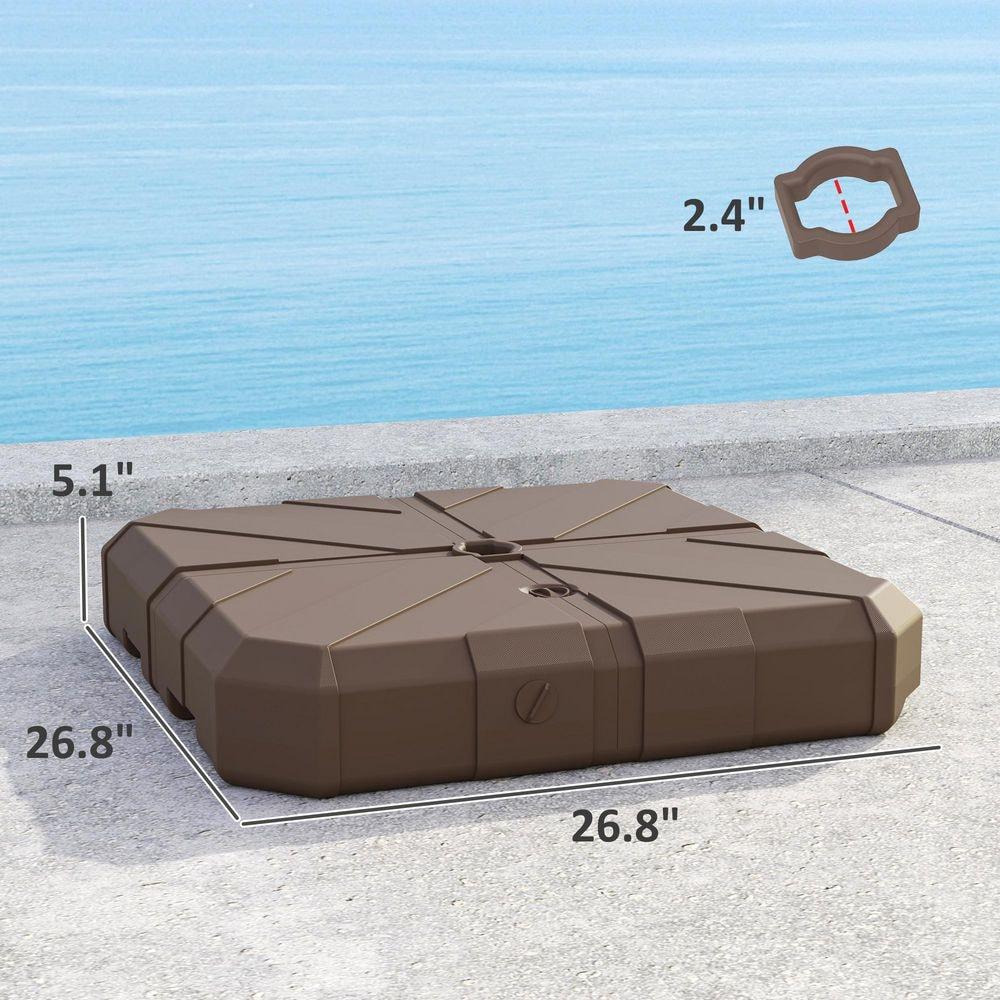 Outsunny Cantilever Offset Umbrella Base, Heavy Duty Outdoor Umbrella Stand Base, Stand/Water Filled Patio Umbrella Base for Garden Poolside, Brown