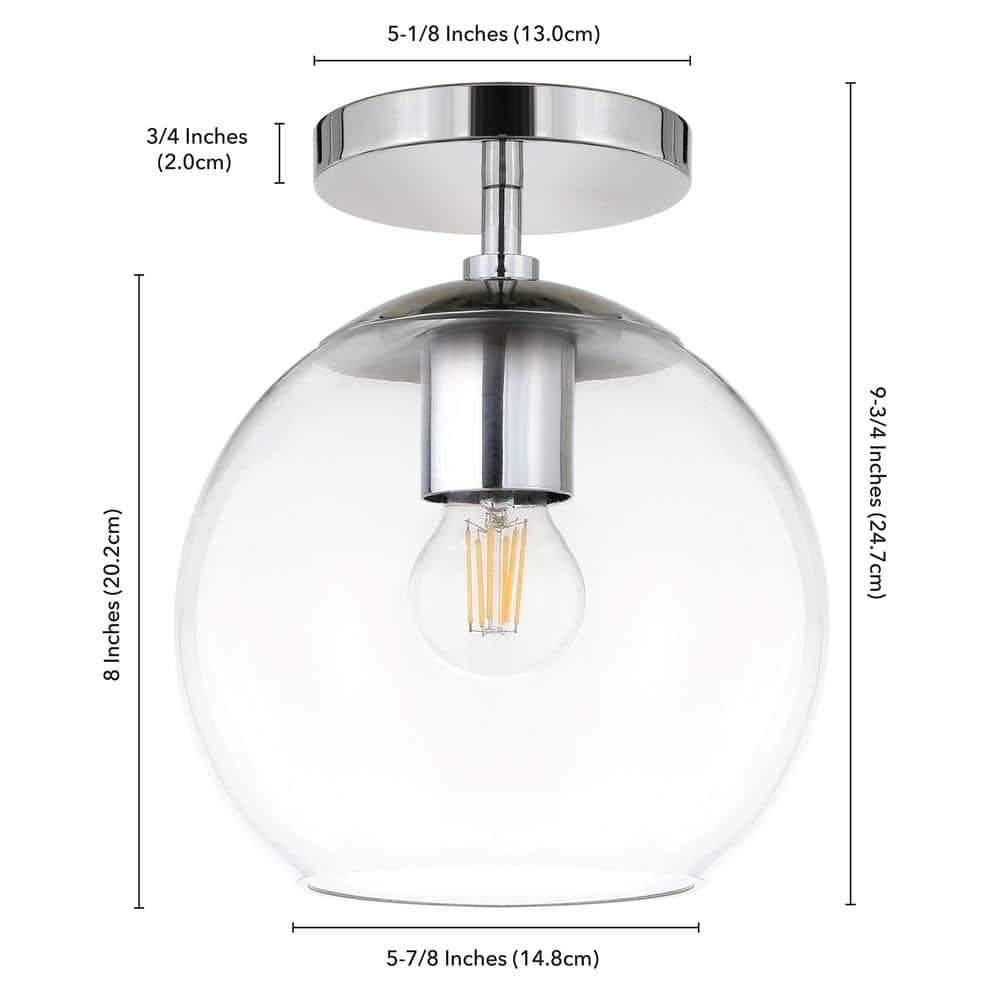 Evelyn&Zoe 9" Polished Nickel Finish Metal/Glass Semi Flush Mount