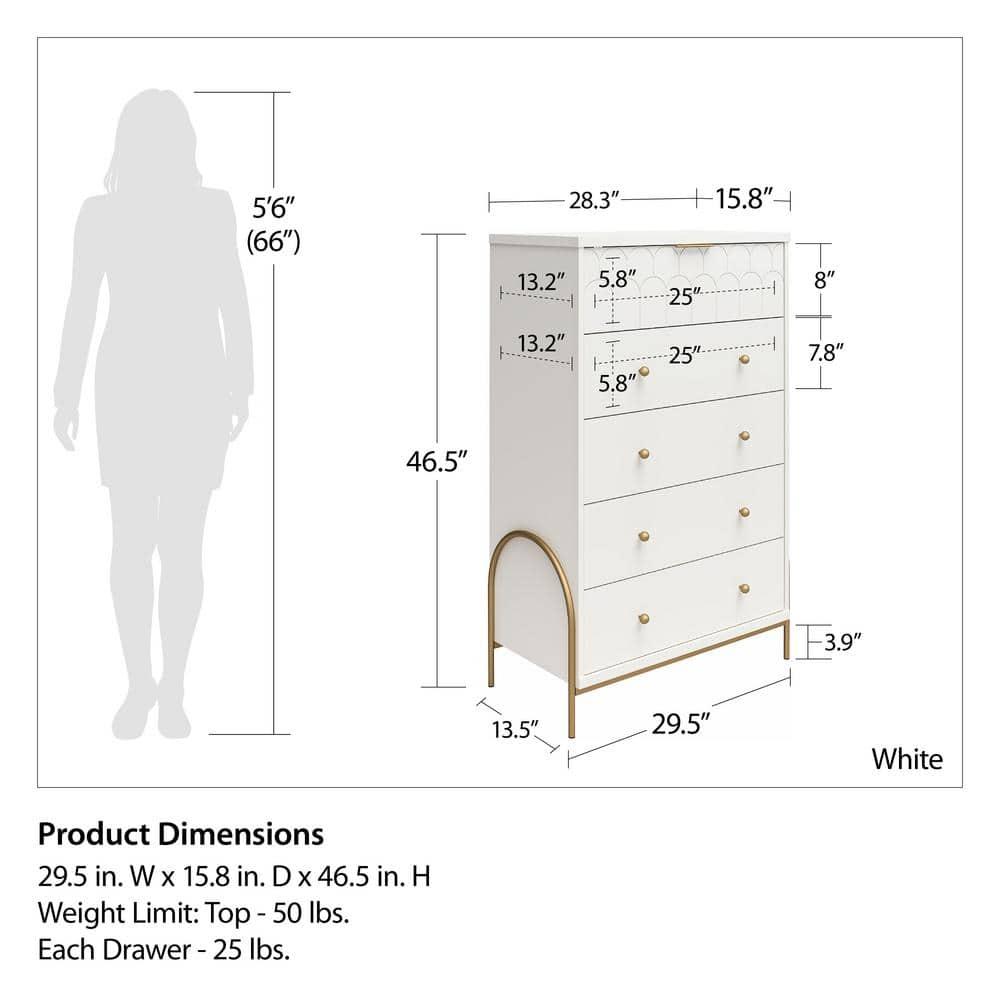 Anastasia 5 Drawer 29.46" W Chest
