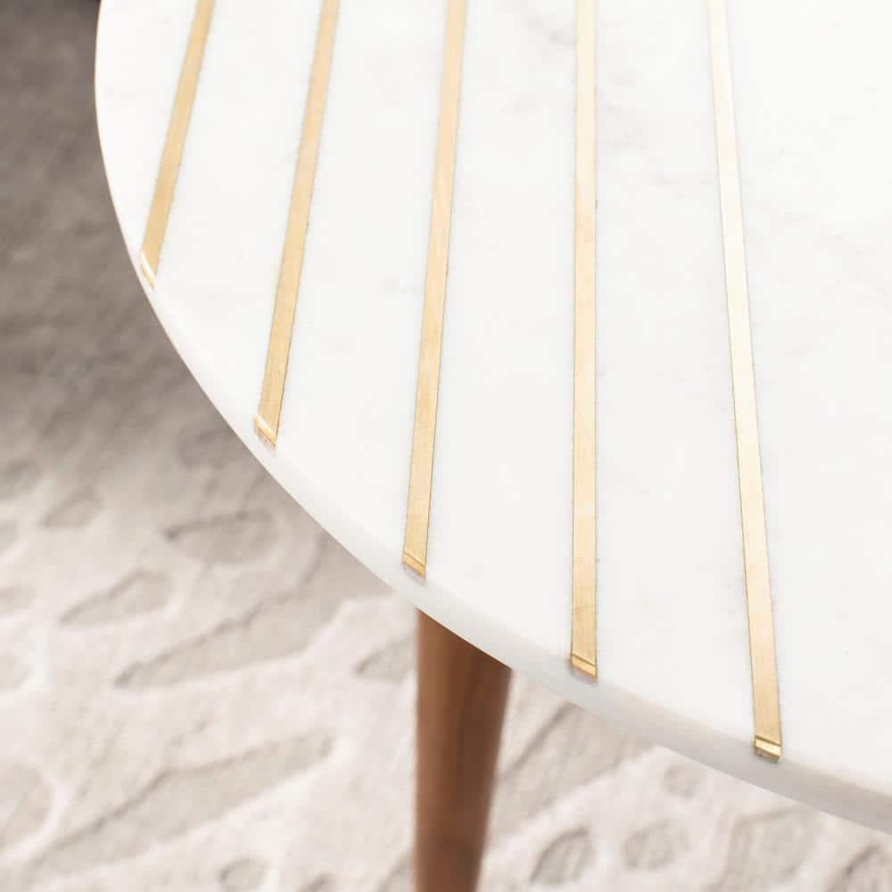 Valerie Marble Accent Table - White Marble/Brass - Safavieh.