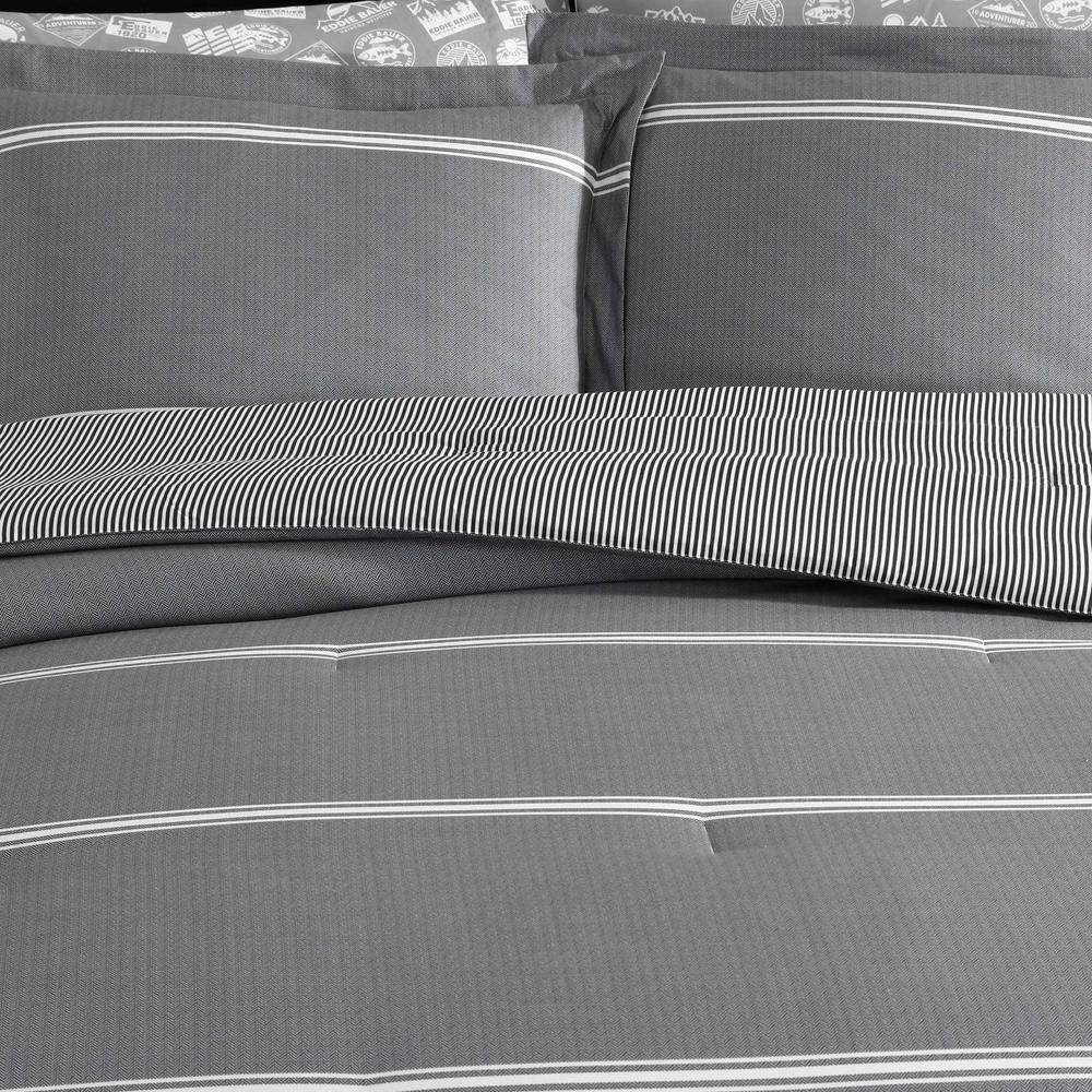 Eddie Bauer Eddie Bauer Chevron And Stripes Grey Bonus Bed Set