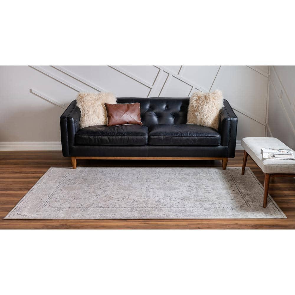 Unique Loom Portland Collection Area Rug - Central (7' 1" x 10' Rectangle Ivory/Gray)