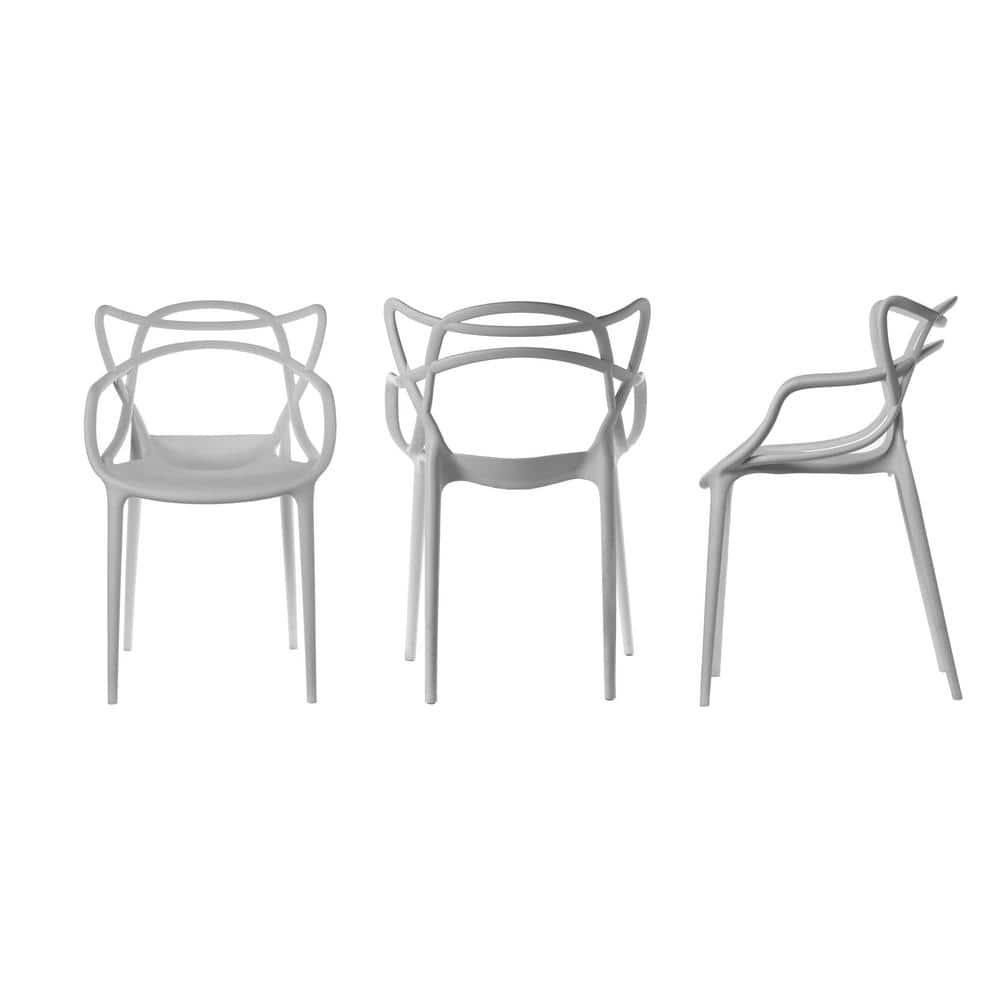 Gray High Back Plastic Molded Arm Chair