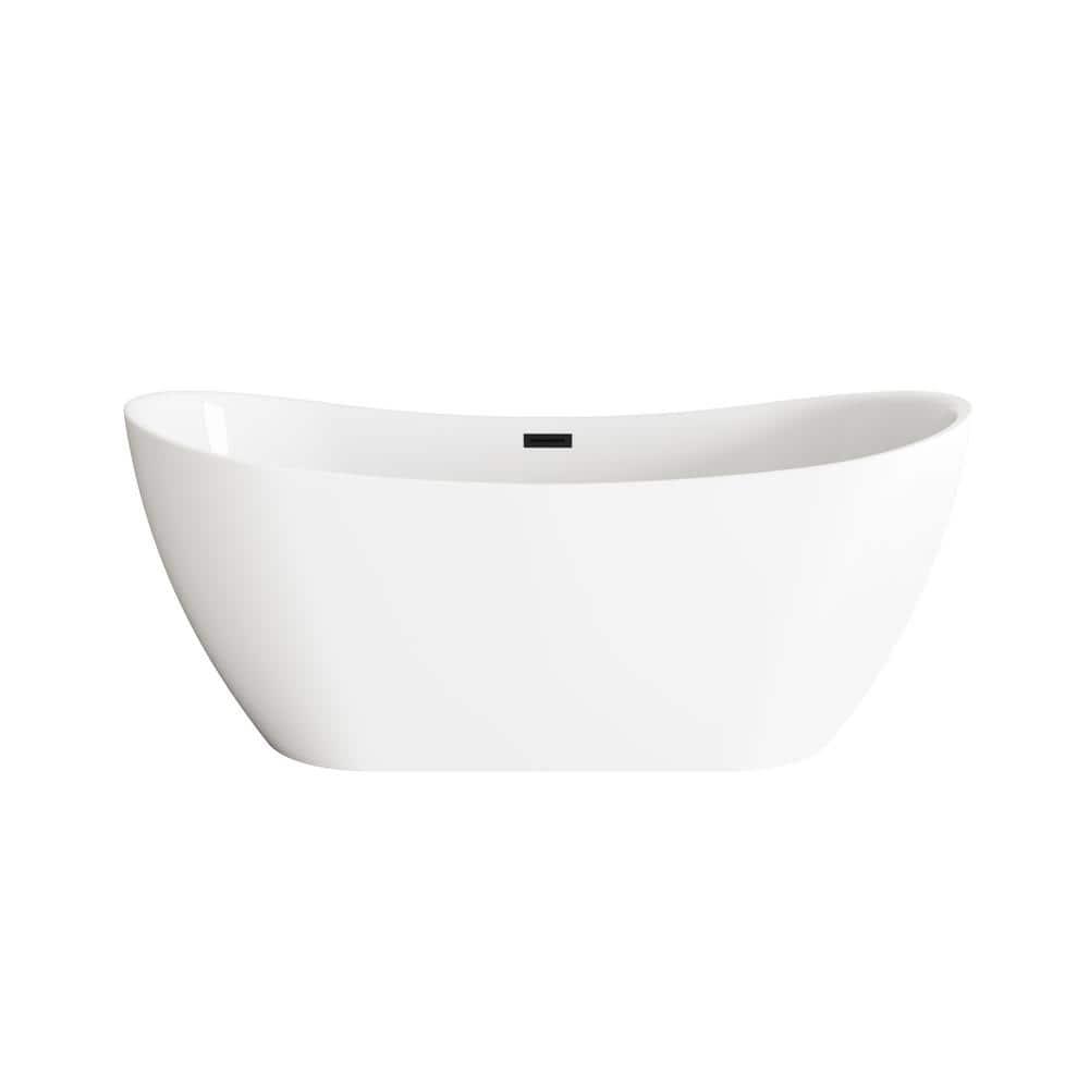 Living District 67 Inch Bathtub in Glossy White with Trim BT30467GW-MBK