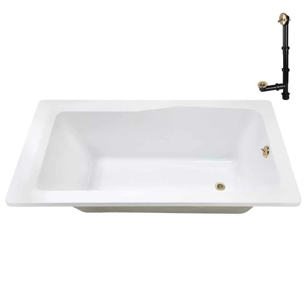 60'' x 32'' Acrylic Soaking Drop-In Bathtub, Drain Included