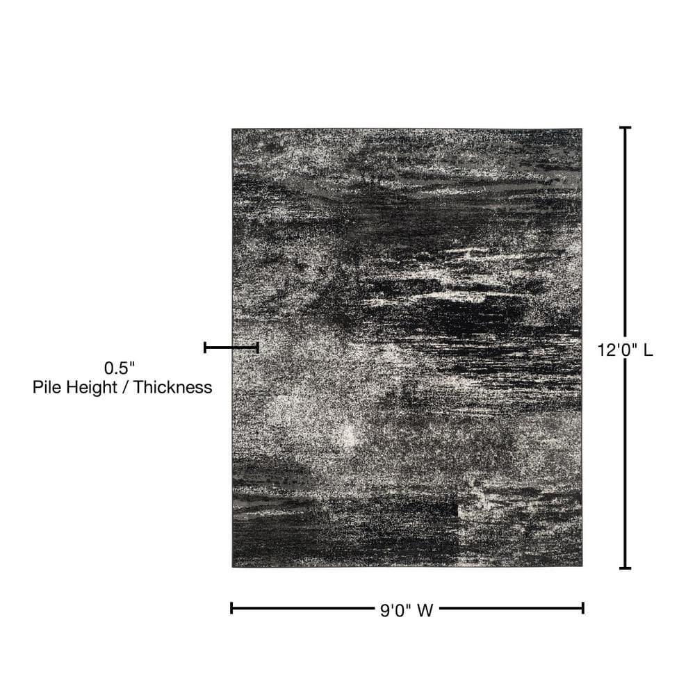 Adirondack ADR112 Machine Made Indoor Area Rug - Silver/Black - 9'x12' - Safavieh