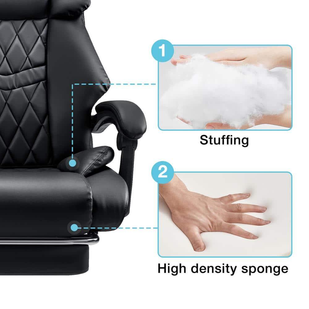 Hoffree Executive Office Chair Big and Tall Office Chair with Footrest Reclining Leather Chair High Back Ergonomic Computer Desk Chair with Lumbar Back Support for Home Office 500lbs, Black