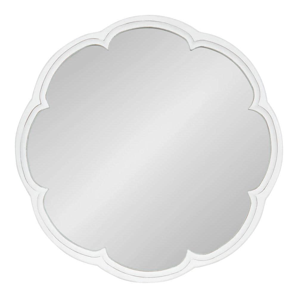 Kate and Laurel Maren Scalloped Wall Mirror, 26" Diameter, White