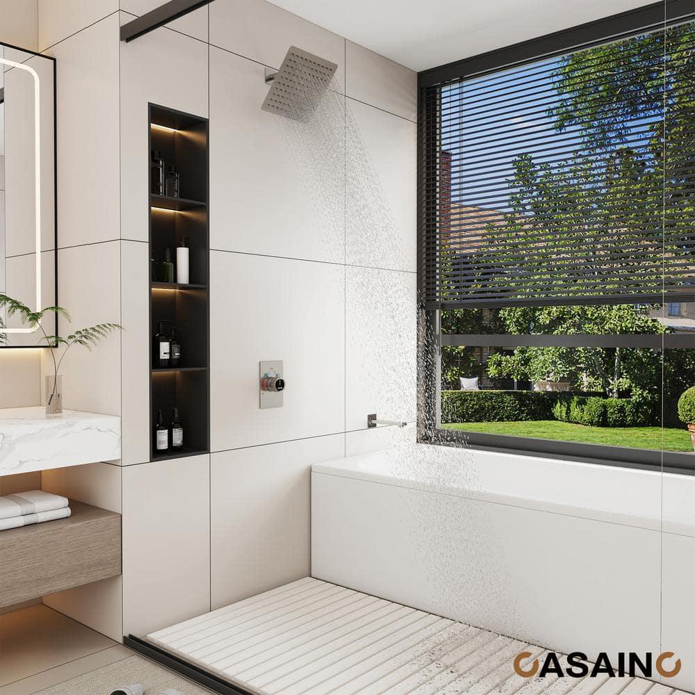 10 Inch Rainfall Shower System with Tilt Shower Head and Tub Spout with Rough in-Valve