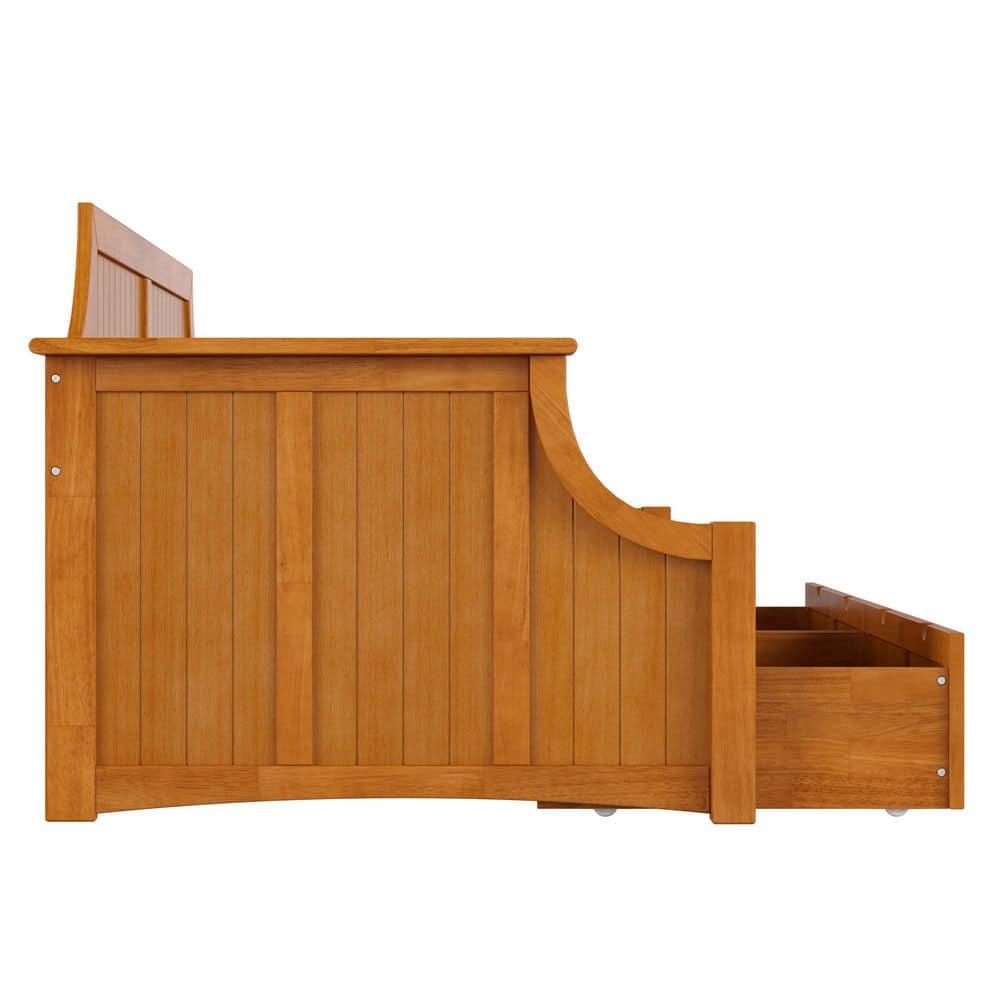 AFI Cambridge Wood Twin Size Daybed Frame with 2 Storage Drawers, Light Toffee