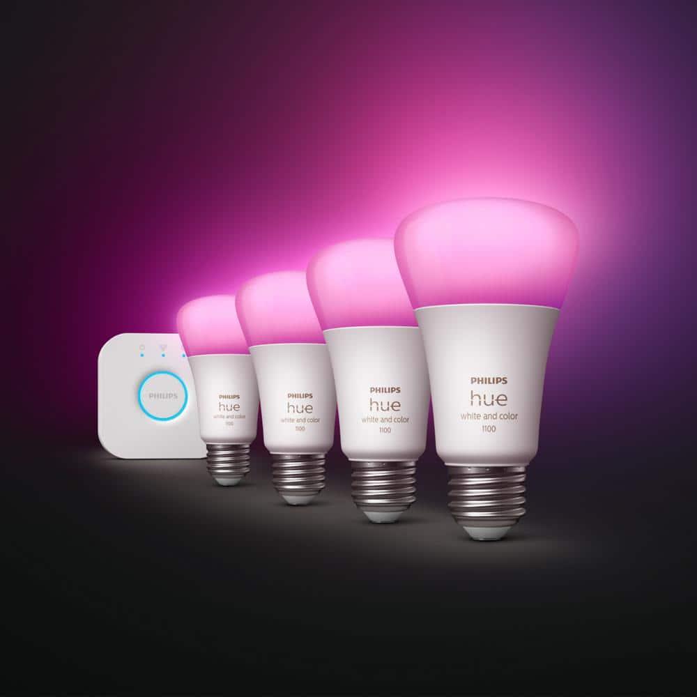 Philips Hue White and Color Ambiance 4 Pack A19 75W Smart LED Starter Kit