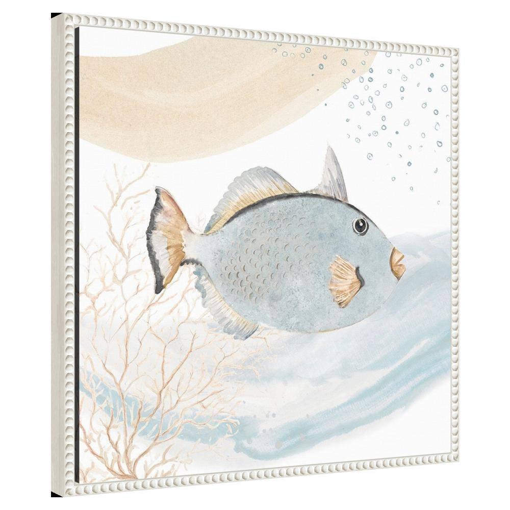 Amanti Art Ocean Oasis Waves Blue Fish by Patricia Pinto Canvas Wall Art Print Framed 22 x 22-in.