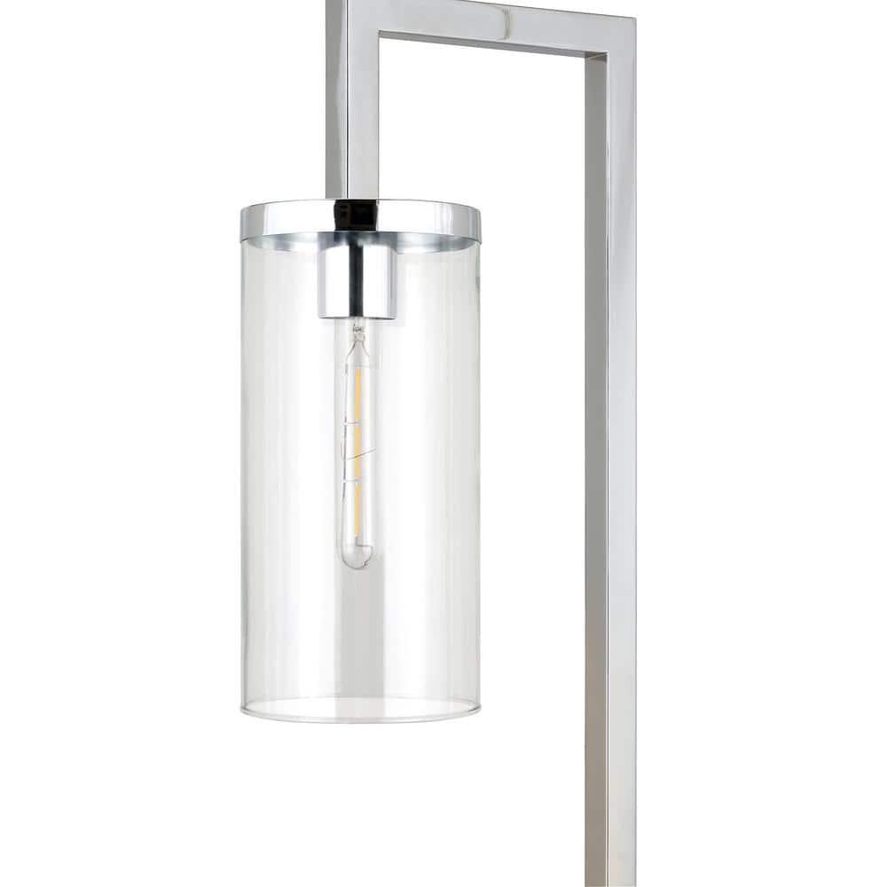 Evelyn&Zoe Modern Metal Floor Lamp with Clear Glass Shade