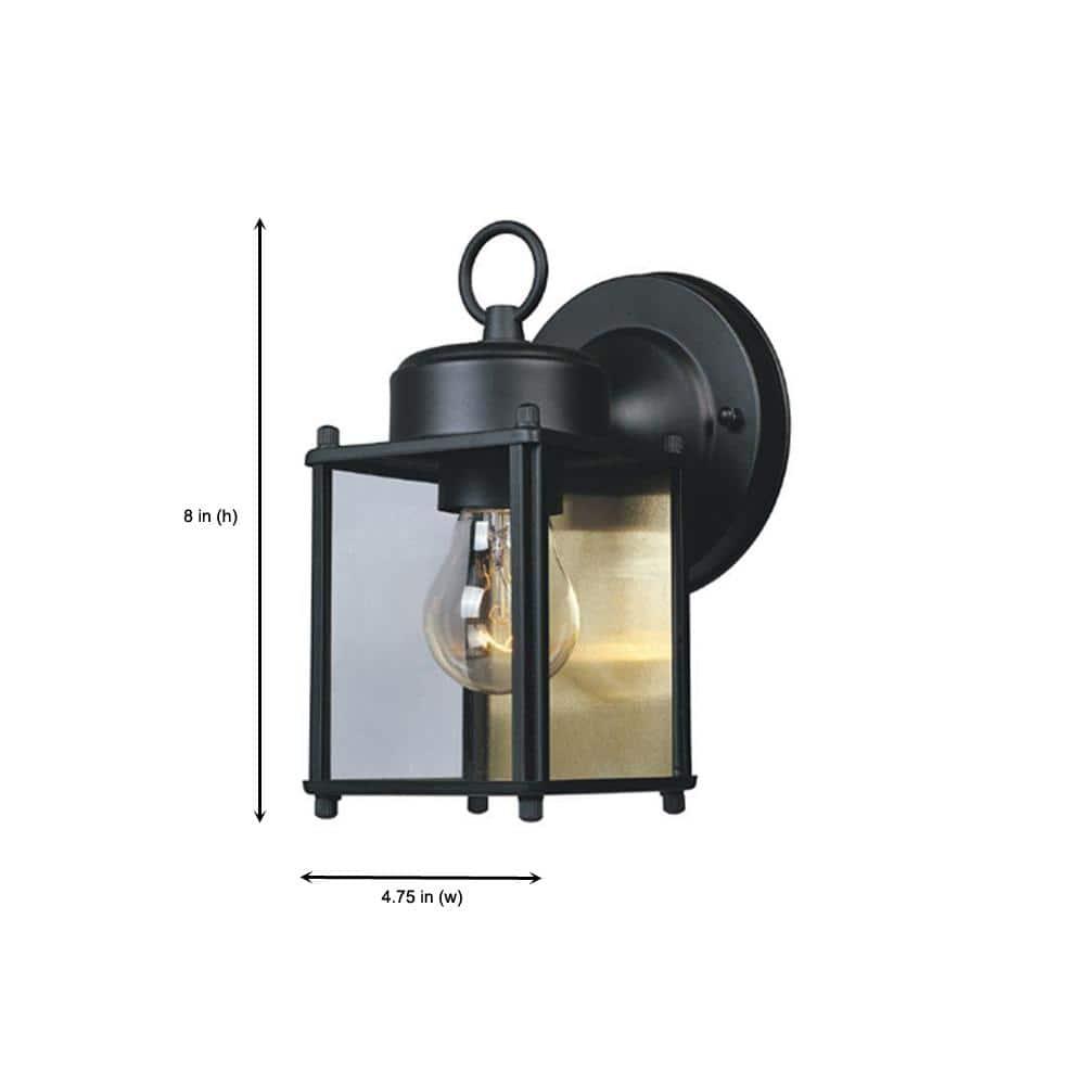 Designers Fountain Outdoor Wall Mount Lantern Sconce, Black Finish, Weather Resistant, Clear Glass, Porch Light, Exterior Lighting Fixture, Outdoor Lights for House, Patio, Garage, 1161-BK