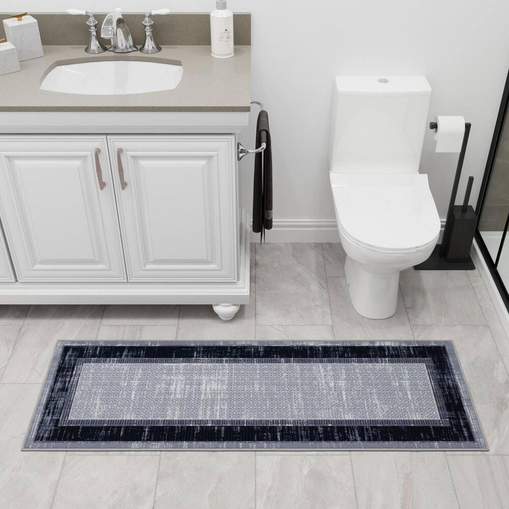 Non-Slip Bordered Area Rug For Living Room, Hallway Runner, Entryway Rug