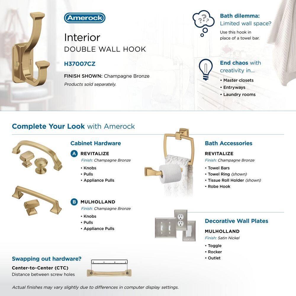 Alder Transitional Double Prong Decorative Wall Hook