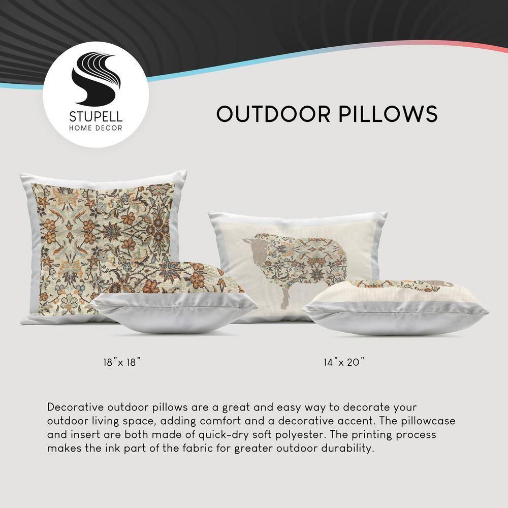 Green and Gray Rectangular Outdoor Throw Pillow with Sheep Design