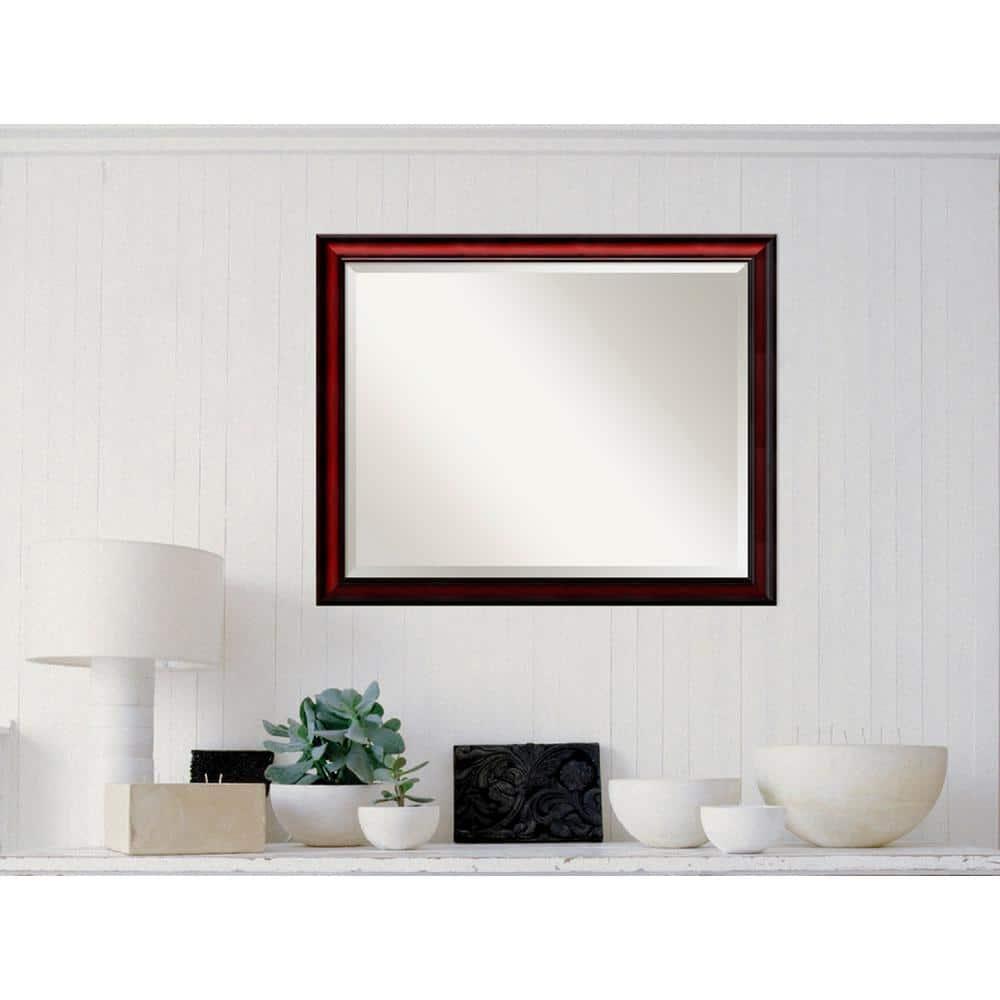 Amanti Art Rubino Cherry Scoop Beveled Wood Wall Mirror 25 x 31 in.