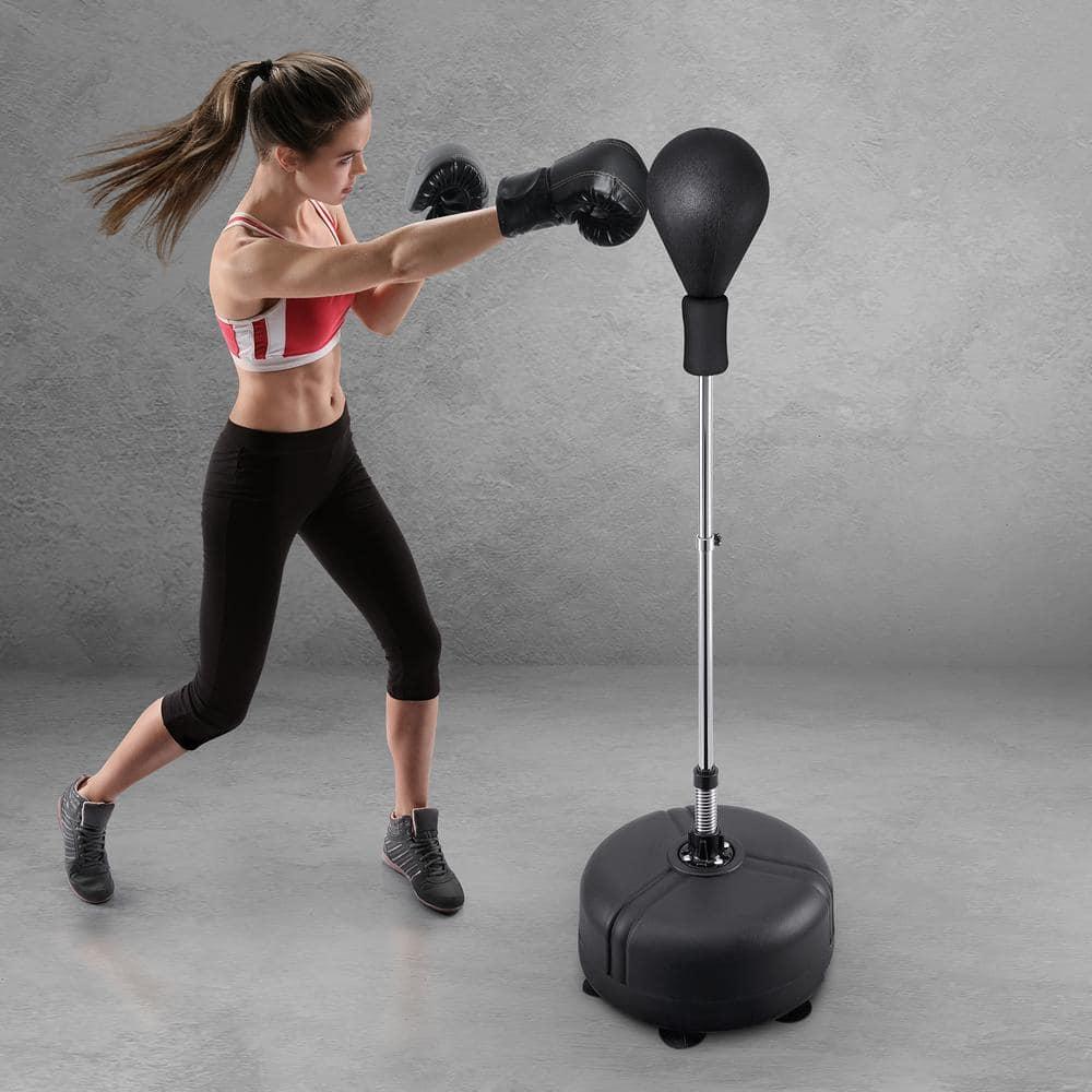 Adjustable Black PVC Leather Reflex Boxing Bag with Suction Cup Base