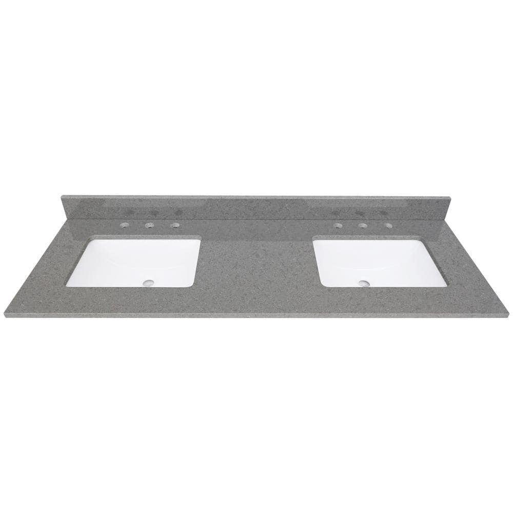 61'' Quartz Double Bathroom Vanity Top with Sink