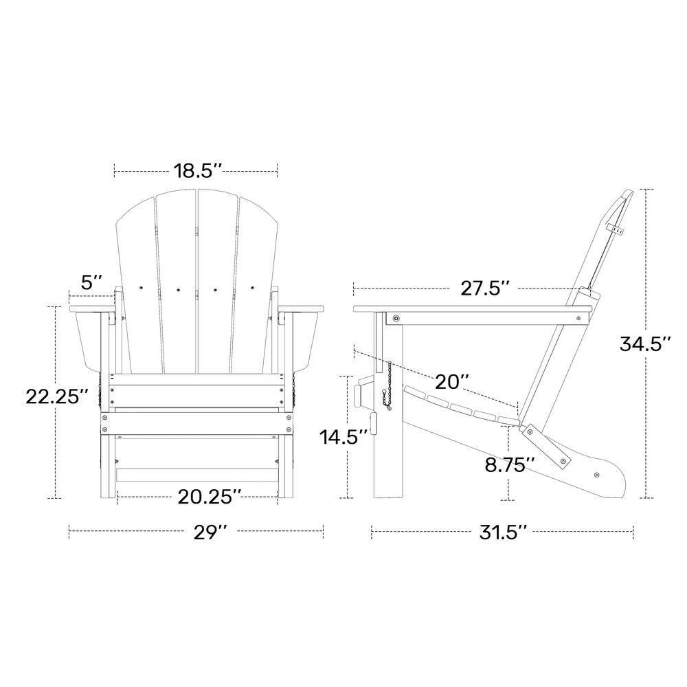 BRAXTON Outdoor Patio Folding Poly Adirondack Chair ( Set of 2), Lime