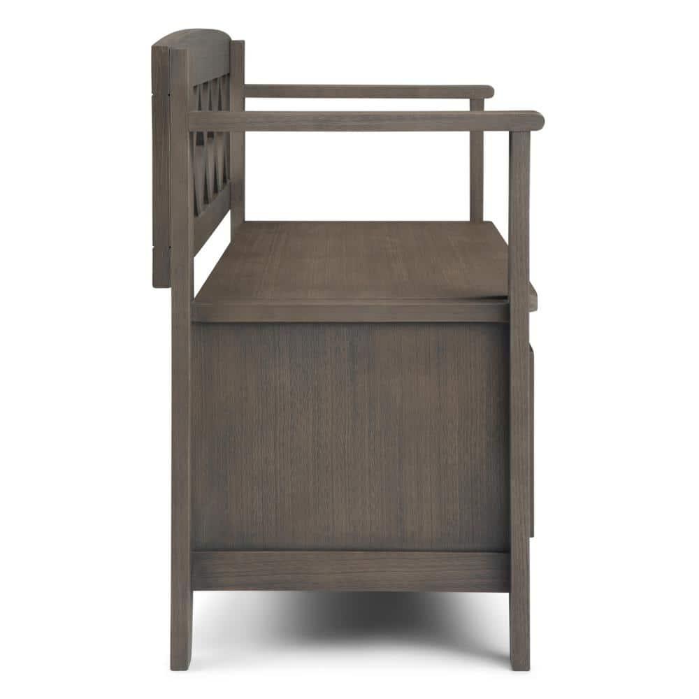 Simpli Home Amherst 48"W Solid Wood Entryway Storage Bench with Lift-Top Lid and Dual Compartments