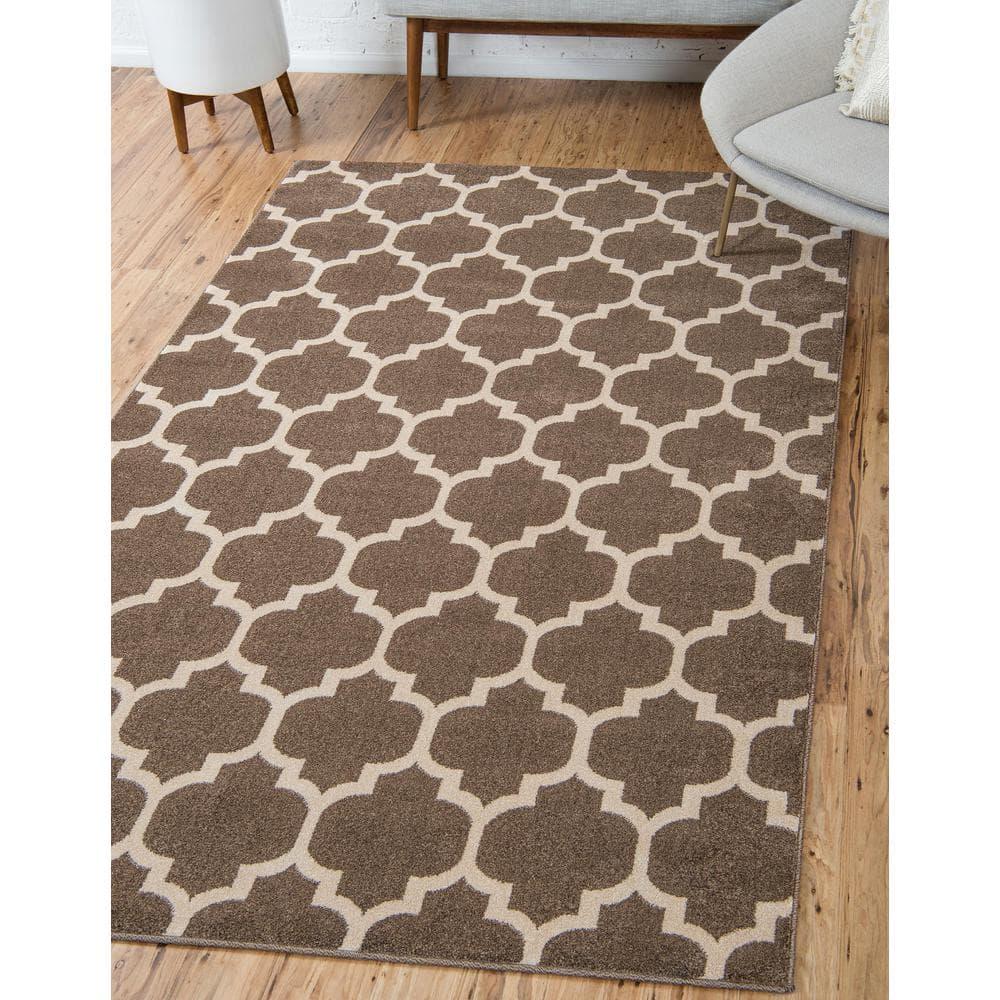 Unique Loom 4' 1 x 6' 1 Trellis Philadelphia Brown Area Rug
