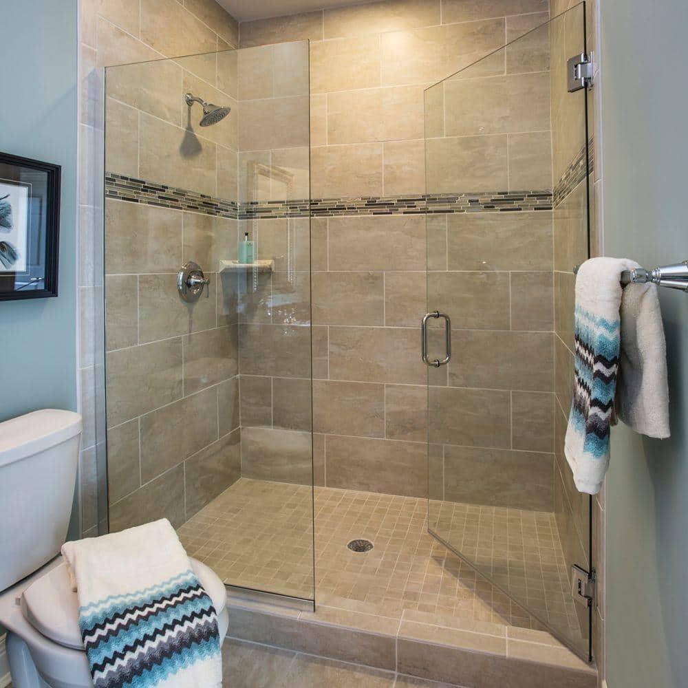 Celesta 57" W x 72" H Hinged Frameless Shower Door