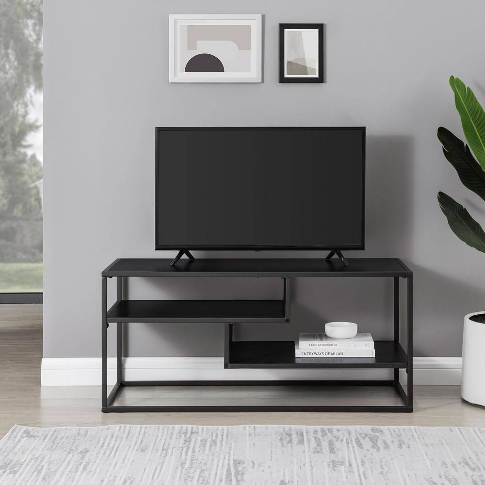 Walker Edison 40" Contemporary 2-Shelf TV Stand for TVs up to 43", Solid Black