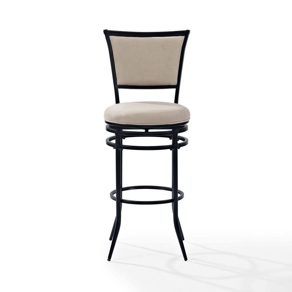 Rachel Swivel Barstool Black with Cushion White - Crosley: Metal Frame, Padded Back, 30" Fixed Height