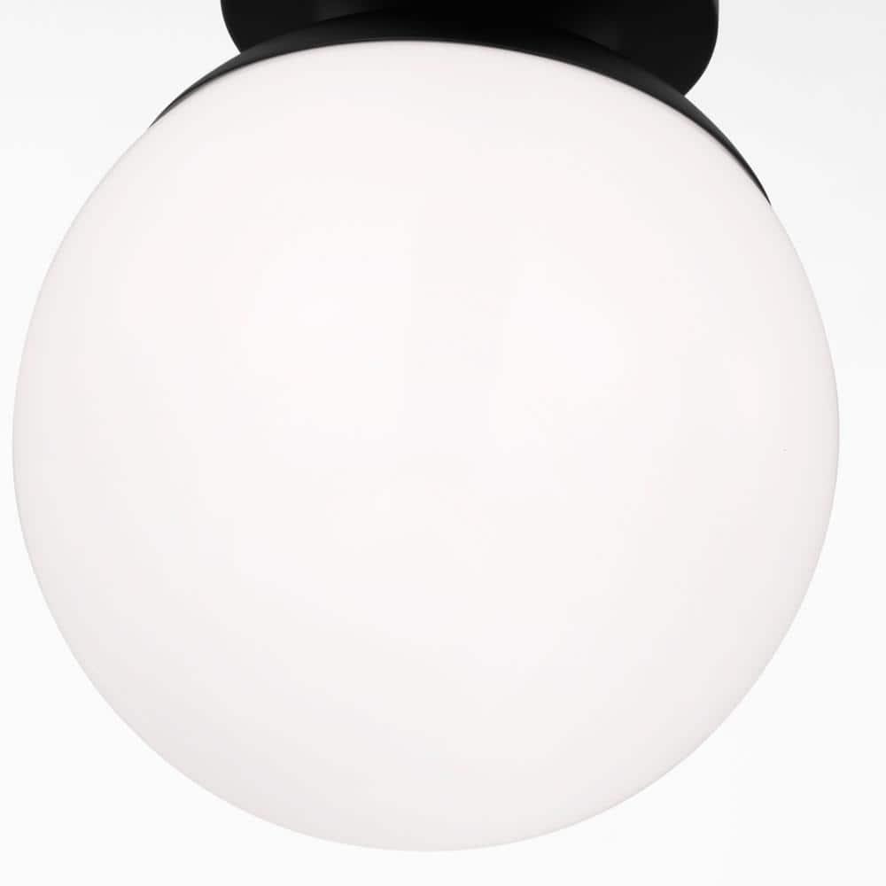 Midnight Black and White Glass Globe Semi Flush Mount Light