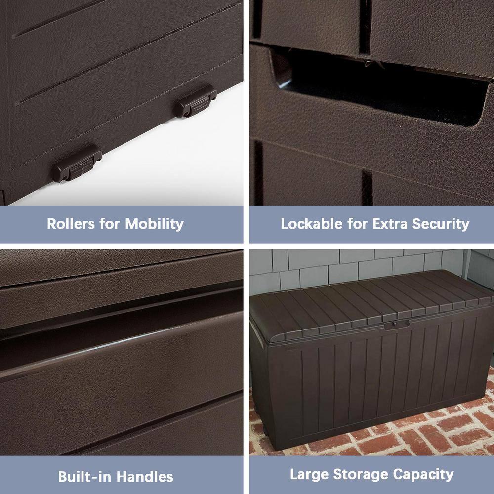 NATIONAL WINDOW 71 Gallon Resin Outdoor Storage Box For Patio Storage Mats, Throw Pillows, Garden Tools And Pool Floats