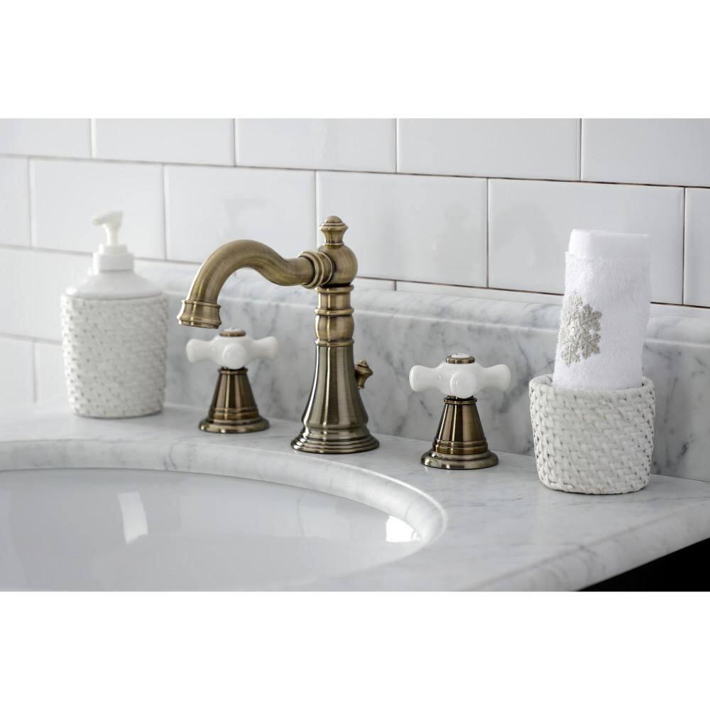 Kingston Brass Kingston Brass American Classic Two-Handle 3-Hole Deck Mount Widespread Bathroom Faucet with Pop-Up Drain FSC19733APX
