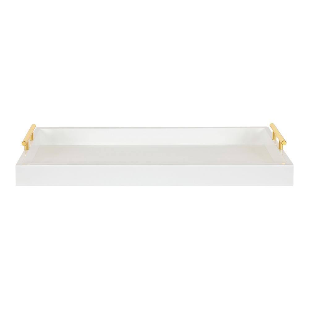 Kate and Laurel Lipton Tray, 10x24, White and Gold