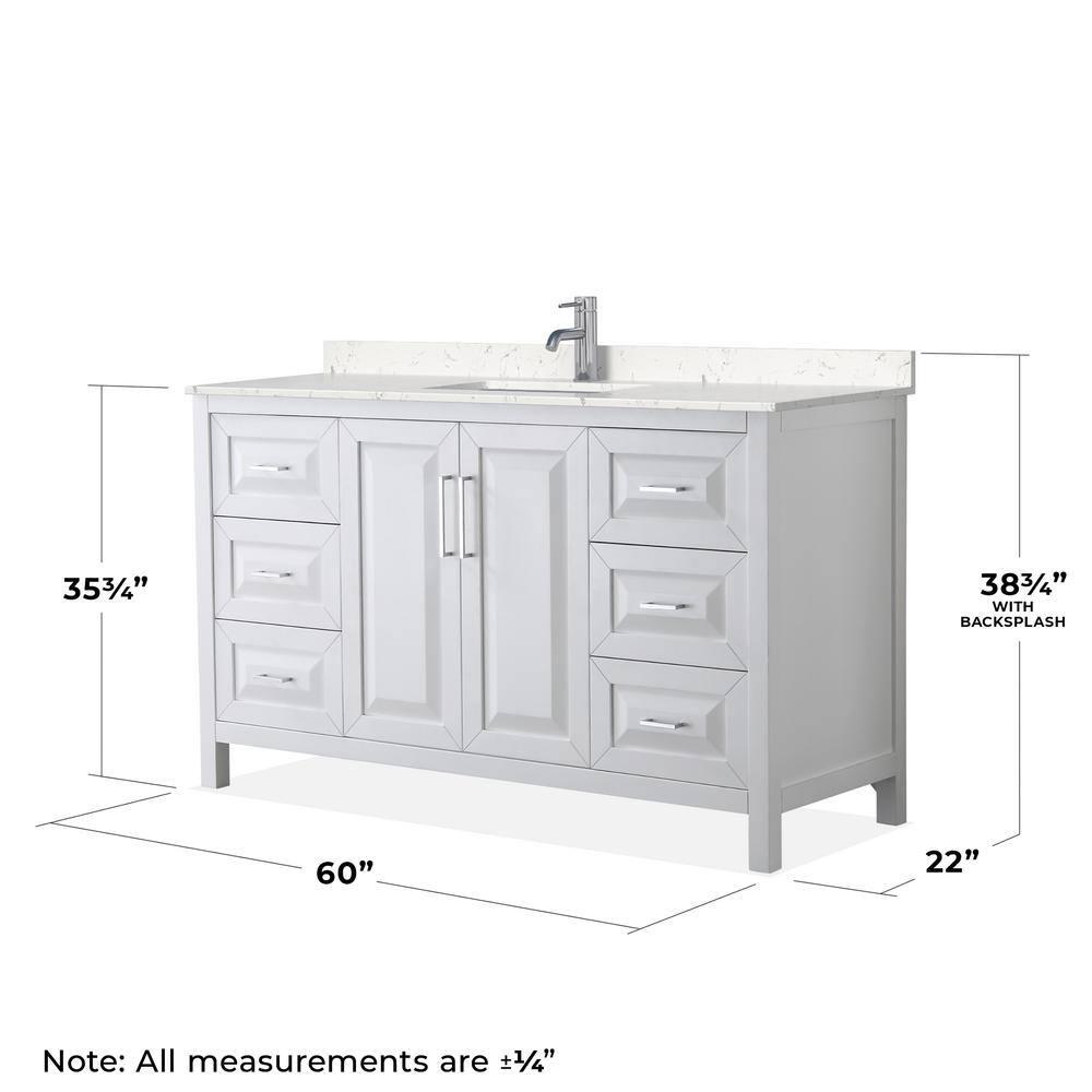 Wyndham Collection Daria 60'' Single Bathroom Vanity with Marble Top with Mirror