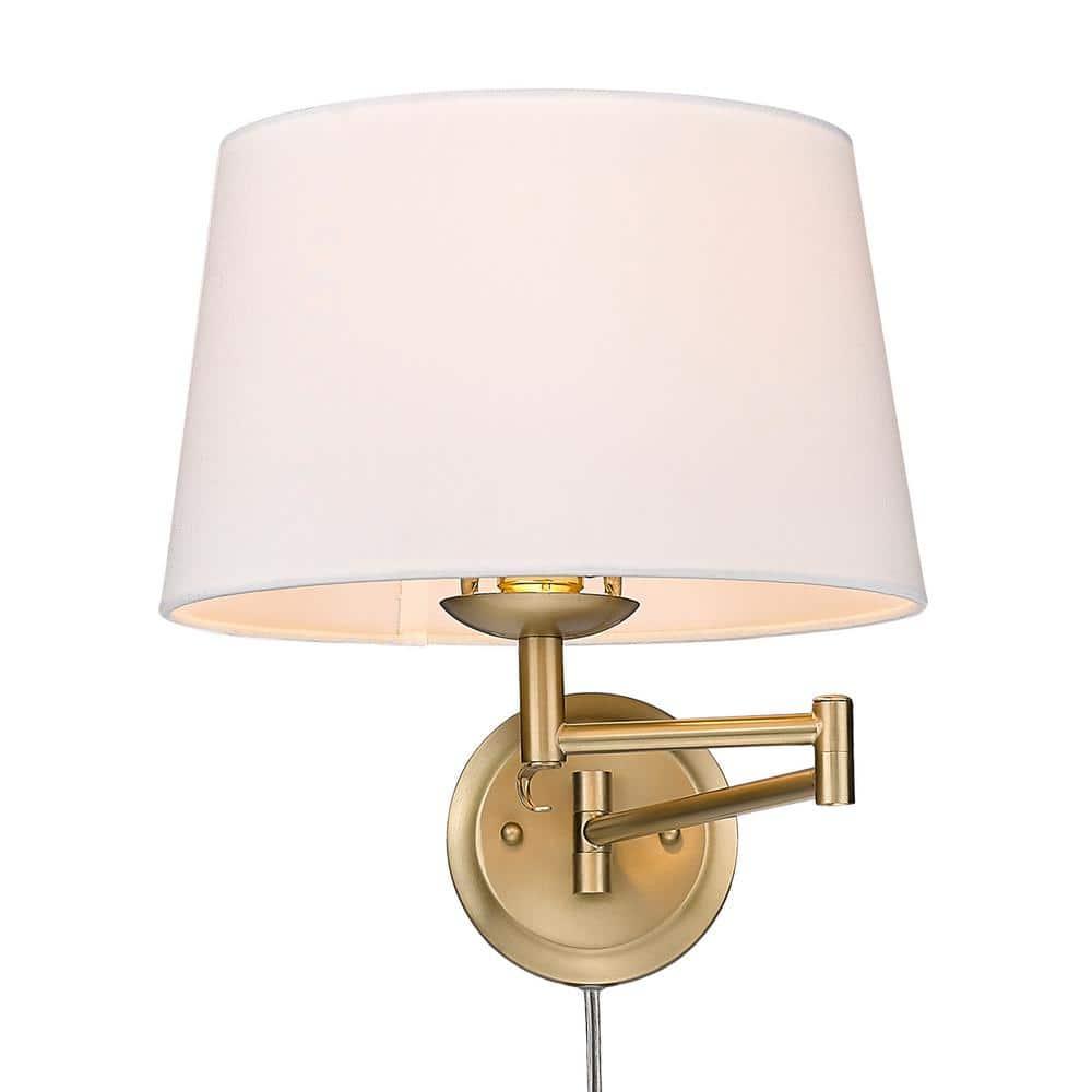 Golden Lighting Eleanor 1-Light Swing Arm in Brushed Champagne Bronze with Modern White