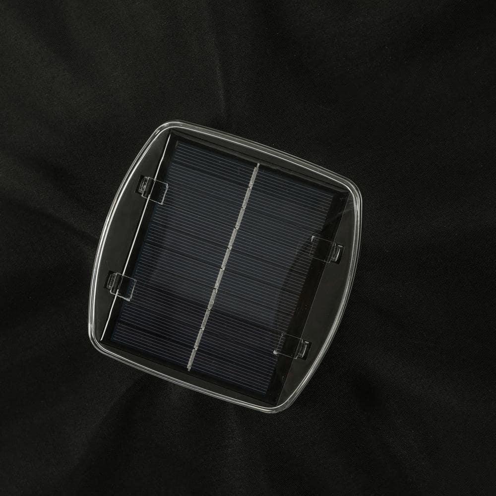 9' x 9' Mirage II Fiesta Market Patio Umbrella with Solar LED Tube Lights Black - Island Umbrella: Weatherproof, UV Protection, Crank Lift