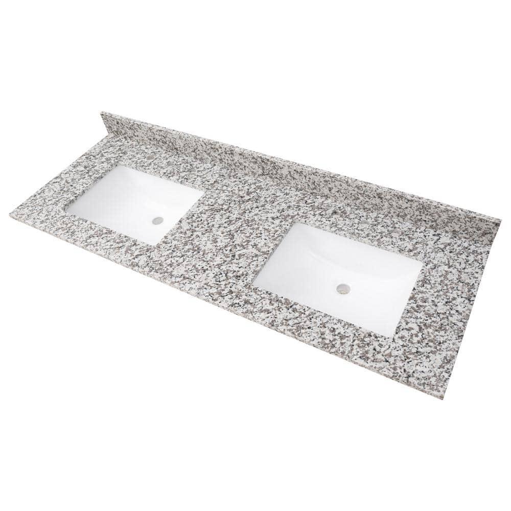 61 in. x 22 in. D Bathroom Vanity Top with Double Sinks