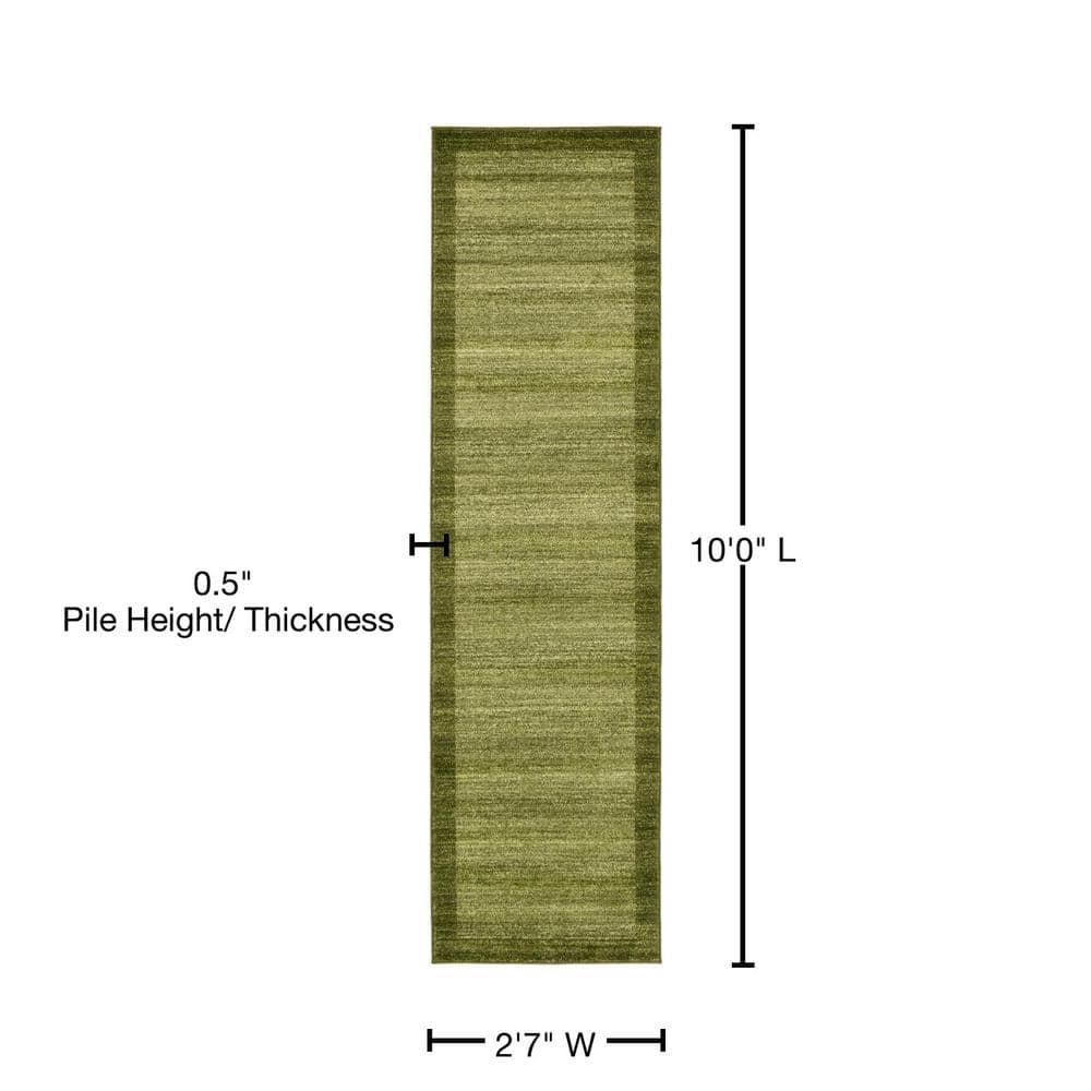 Unique Loom Abigail Del Mar Area Rug , 2'7"x10' Runner ,Light Green