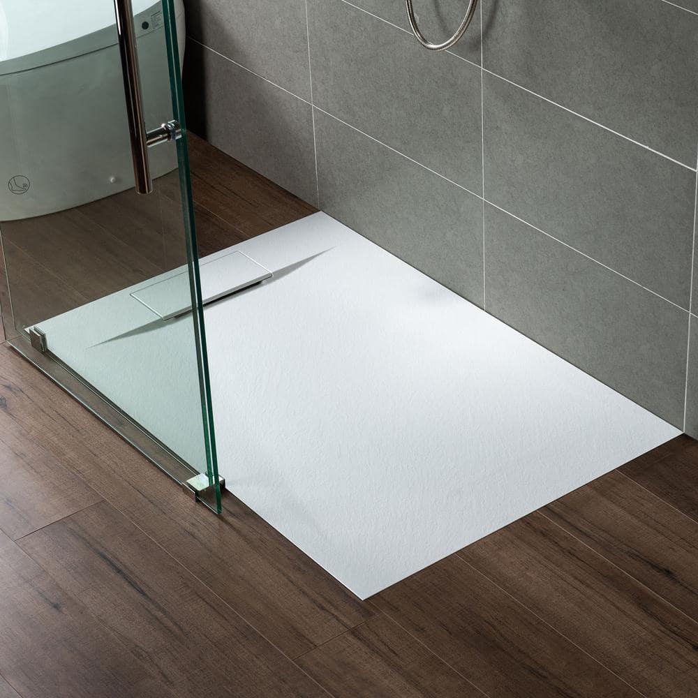 47.25" W x 35.4" D Solid Surface Rectangular Shower Base, Non-Slip, Low-Profile, Curbless, Wheelchair Accessible