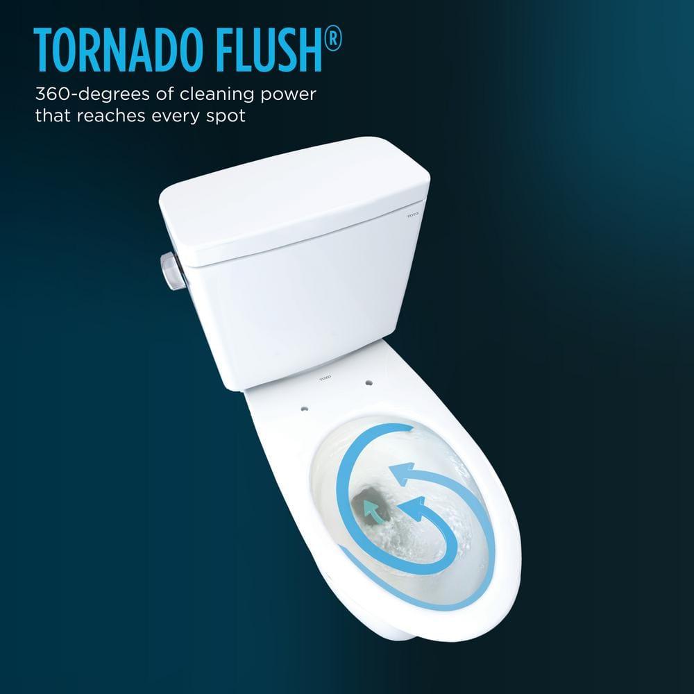 TOTO® Drake® WASHLET®+ Two-Piece Elongated 1.28 GPF Universal Height TORNADO FLUSH® Toilet with C5 Bidet Seat, Cotton White - MW7763084CEFG#01